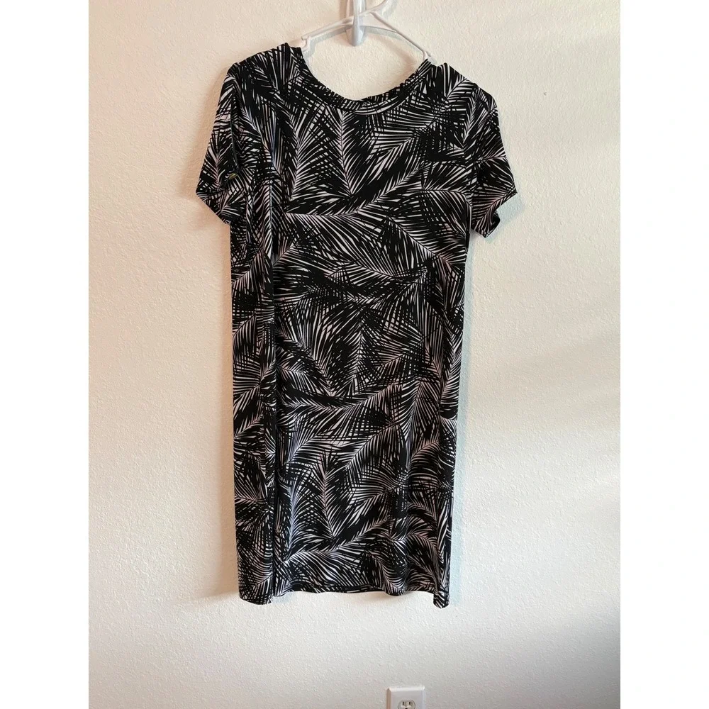 Michael‎ Kors Womens Small -Black/White Palm Leaf Print Dress